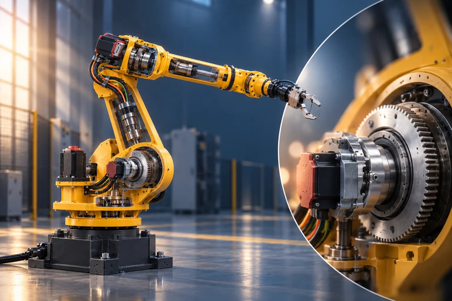 Industrial robot arm and mechanical cutaway